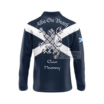 Hannay Tartan Lion Rampant Long Sleeve Polo Shirt  Proudly Display Your Heritage with Alba Gu Brath and Clan Name