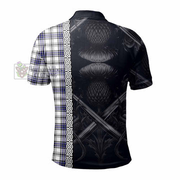 Hannay Tartan Polo Shirt with Family Crest Cross Sword Thistle Celtic Vibes