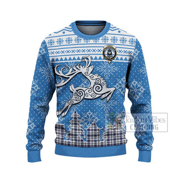 Hannay Clan Christmas Ugly Sweater with Tartan and Celtic Reindeer Style