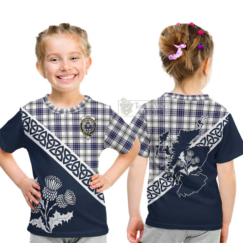 Hannay Tartan Kid T-Shirt Featuring Thistle and Scotland Map - Tartan Vibes Clothing