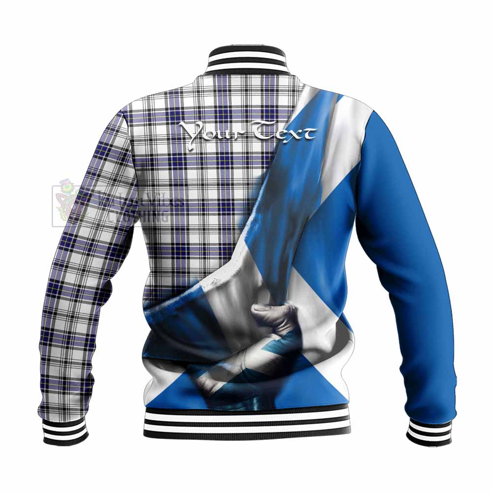 Tartan Vibes Clothing Hannay Tartan Baseball Jacket with Family Crest Scotland Patriotic Style