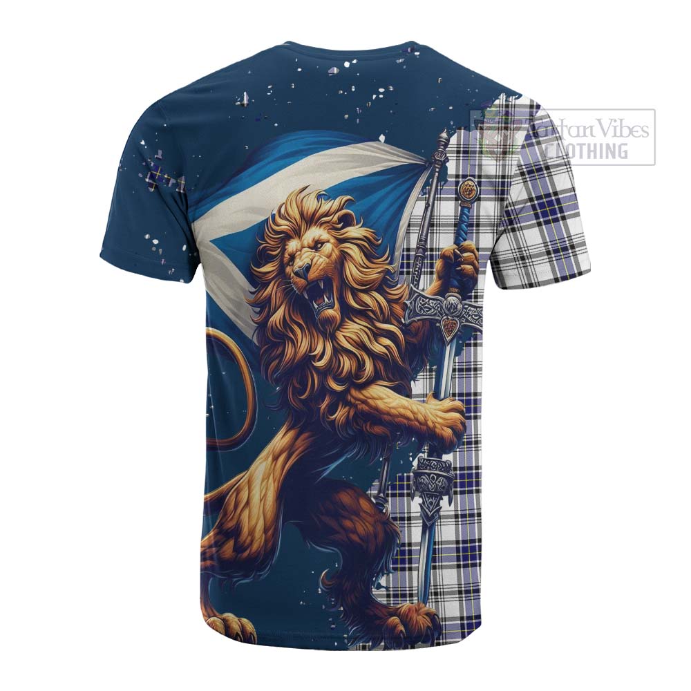 Tartan Vibes Clothing Hannay Tartan Family Crest Cotton T-shirt with Scottish Majestic Lion