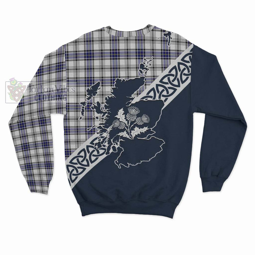 Tartan Vibes Clothing Hannay Tartan Sweatshirt Featuring Thistle and Scotland Map