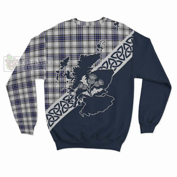 Hannay Tartan Sweatshirt Featuring Thistle and Scotland Map