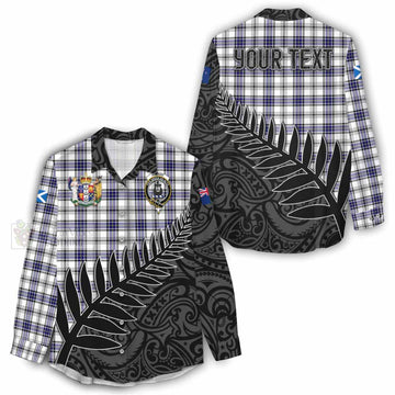 Hannay Crest Tartan Women's Casual Shirt with New Zealand Silver Fern Half Style