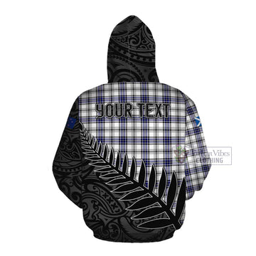 Hannay Crest Tartan Cotton Hoodie with New Zealand Silver Fern Half Style