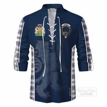 Hannay Tartan Ghillie Kilt Shirt with Family Crest and Lion Rampant Vibes Sport Style