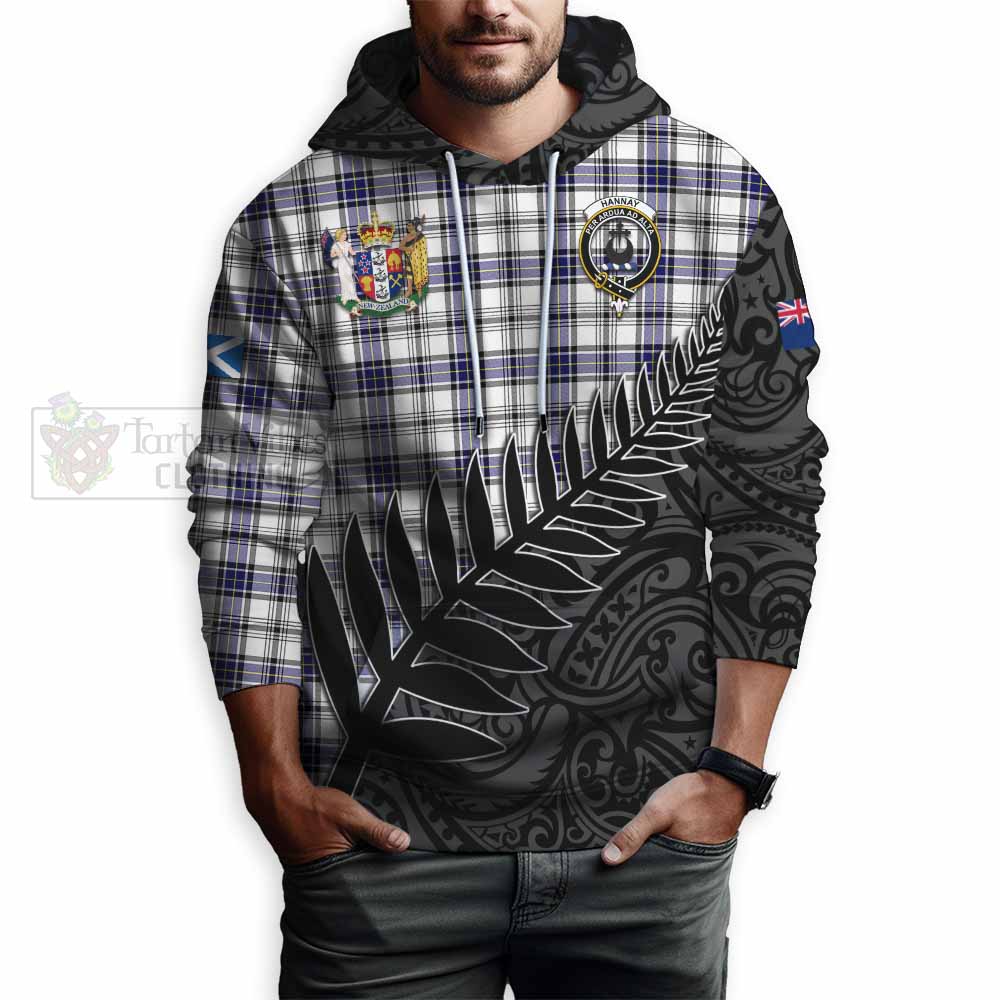 Tartan Vibes Clothing Hannay Crest Tartan Hoodie with New Zealand Silver Fern Half Style