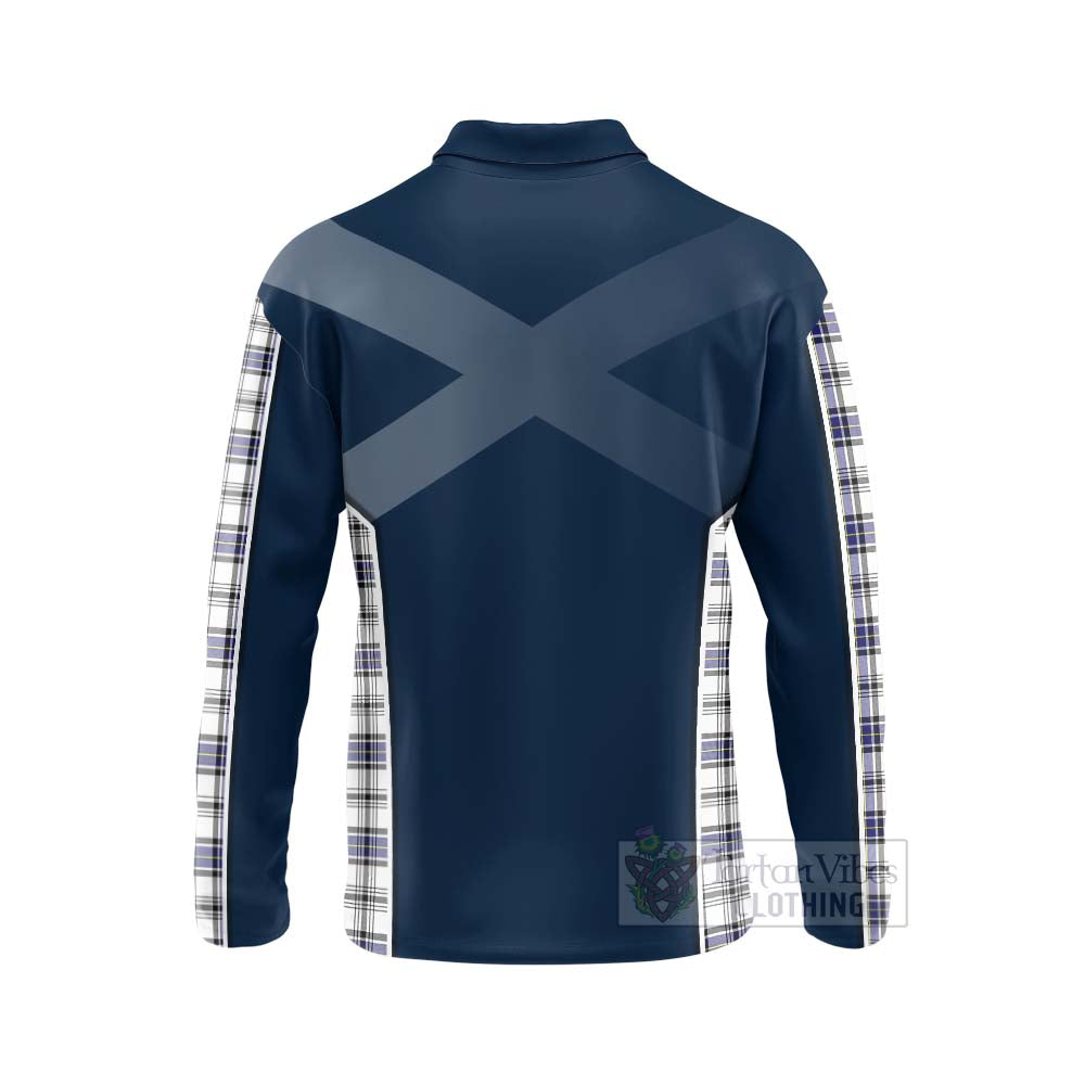 Tartan Vibes Clothing Hannay Tartan Long Sleeve Polo Shirt with Family Crest and Scottish Thistle Vibes Sport Style