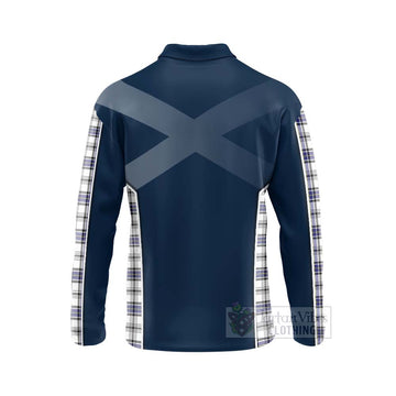 Hannay Tartan Long Sleeve Polo Shirt with Family Crest and Scottish Thistle Vibes Sport Style