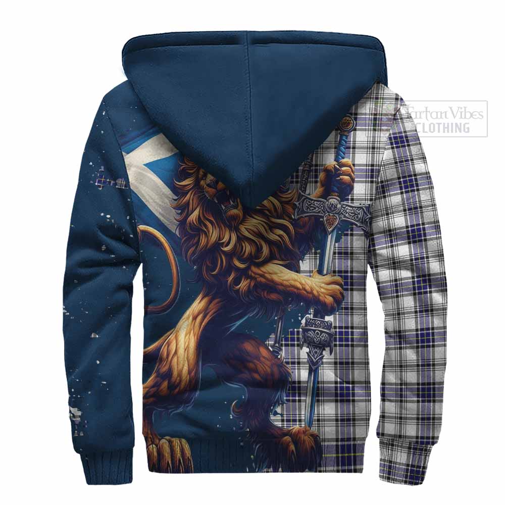 Tartan Vibes Clothing Hannay Tartan Family Crest Sherpa Hoodie with Scottish Majestic Lion