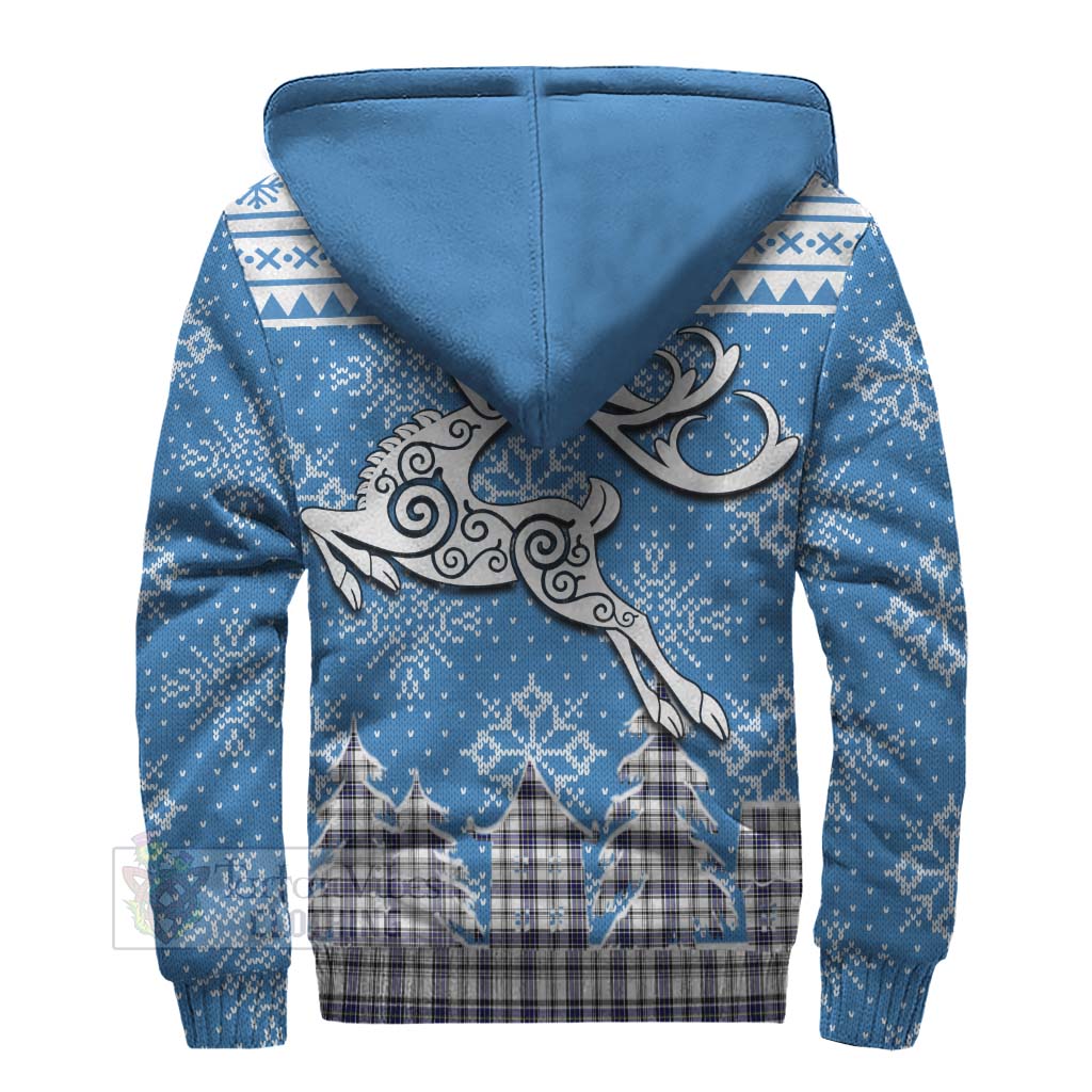 Tartan Vibes Clothing Hannay Clan Christmas Sherpa Hoodie Celtic Reindeer Style