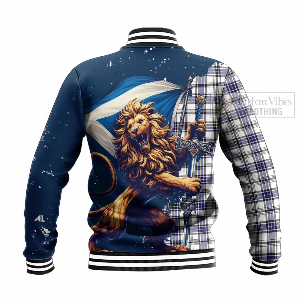 Tartan Vibes Clothing Hannay Tartan Family Crest Baseball Jacket with Scottish Majestic Lion