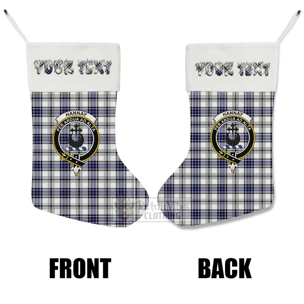 Tartan Vibes Clothing Hannay Tartan Family Crest Christmas Stocking with Personalized Text