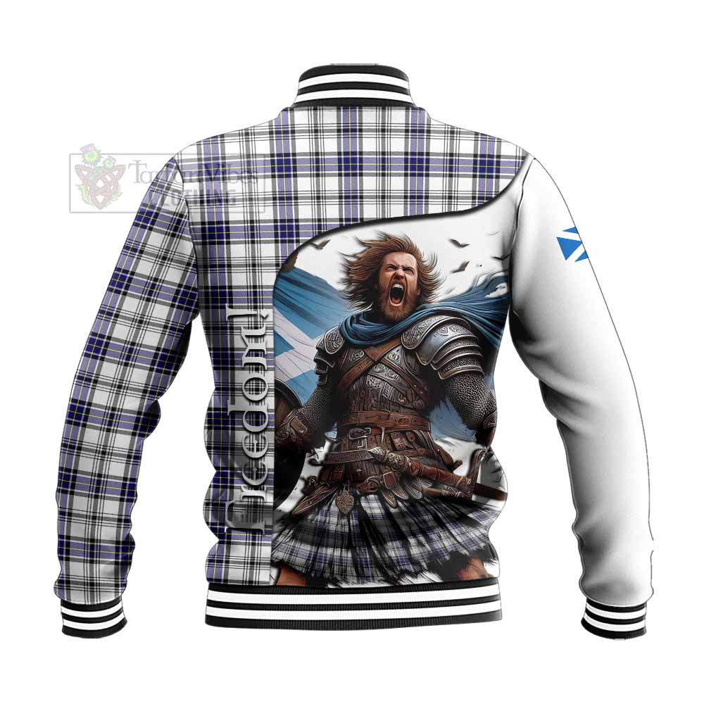 Tartan Vibes Clothing Hannay Crest Tartan Baseball Jacket Inspired by the Freedom of Scottish Warrior