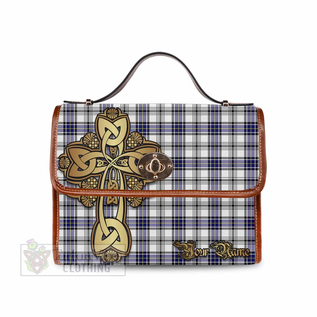 Tartan Vibes Clothing Hannay Tartan Waterproof Canvas Bag Golden Thistle Celtic Cross Style