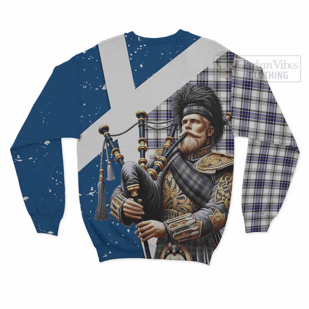 Tartan Vibes Clothing Hannay Tartan Sweatshirt with Family Crest Scottish Bagpiper Vibes