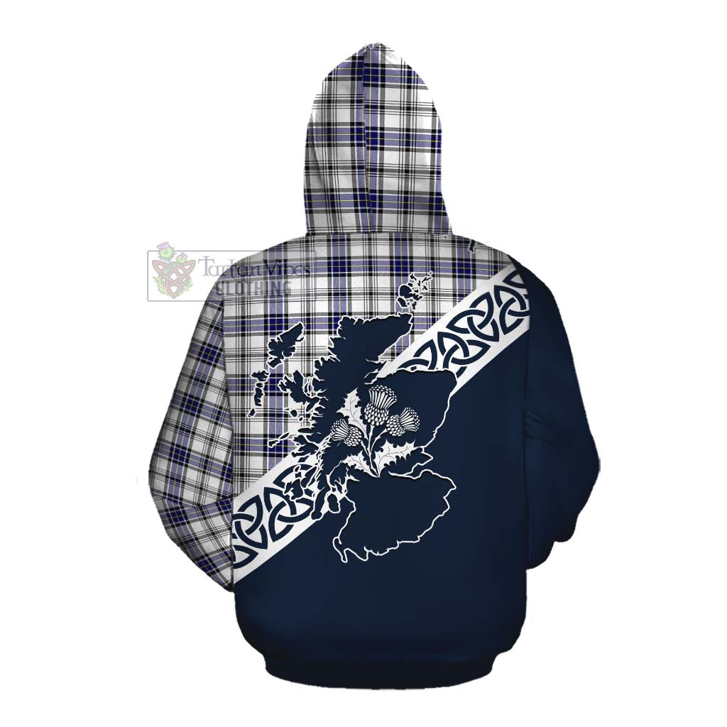 Tartan Vibes Clothing Hannay Tartan Cotton Hoodie Featuring Thistle and Scotland Map