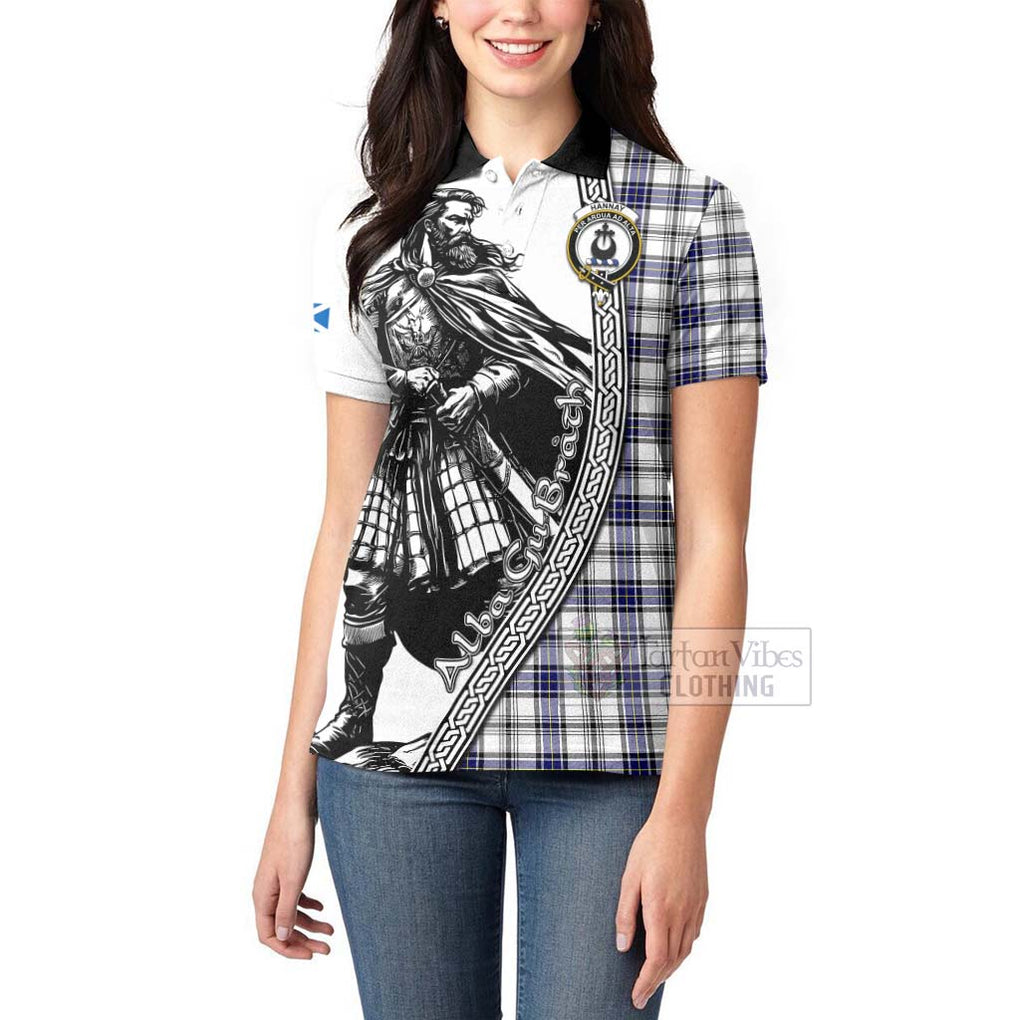 Tartan Vibes Clothing Hannay Tartan Clan Crest Women's Polo Shirt with Highlander Warrior Celtic Style