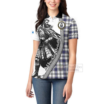 Hannay Tartan Clan Crest Women's Polo Shirt with Highlander Warrior Celtic Style