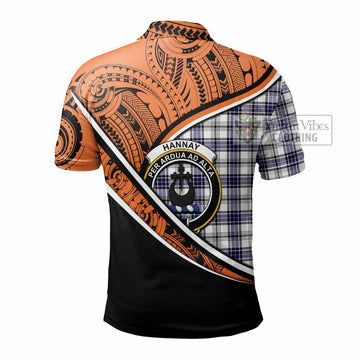 Hannay Crest Tartan Polo Shirt with Polynesian Vibes Style - Orange Version