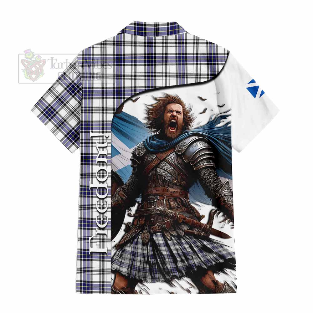 Tartan Vibes Clothing Hannay Crest Tartan Short Sleeve Button Shirt Inspired by the Freedom of Scottish Warrior