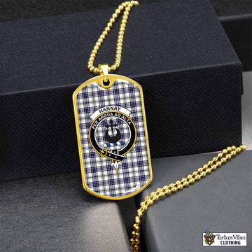 Hannay Tartan Dog Tag Necklace with Family Crest