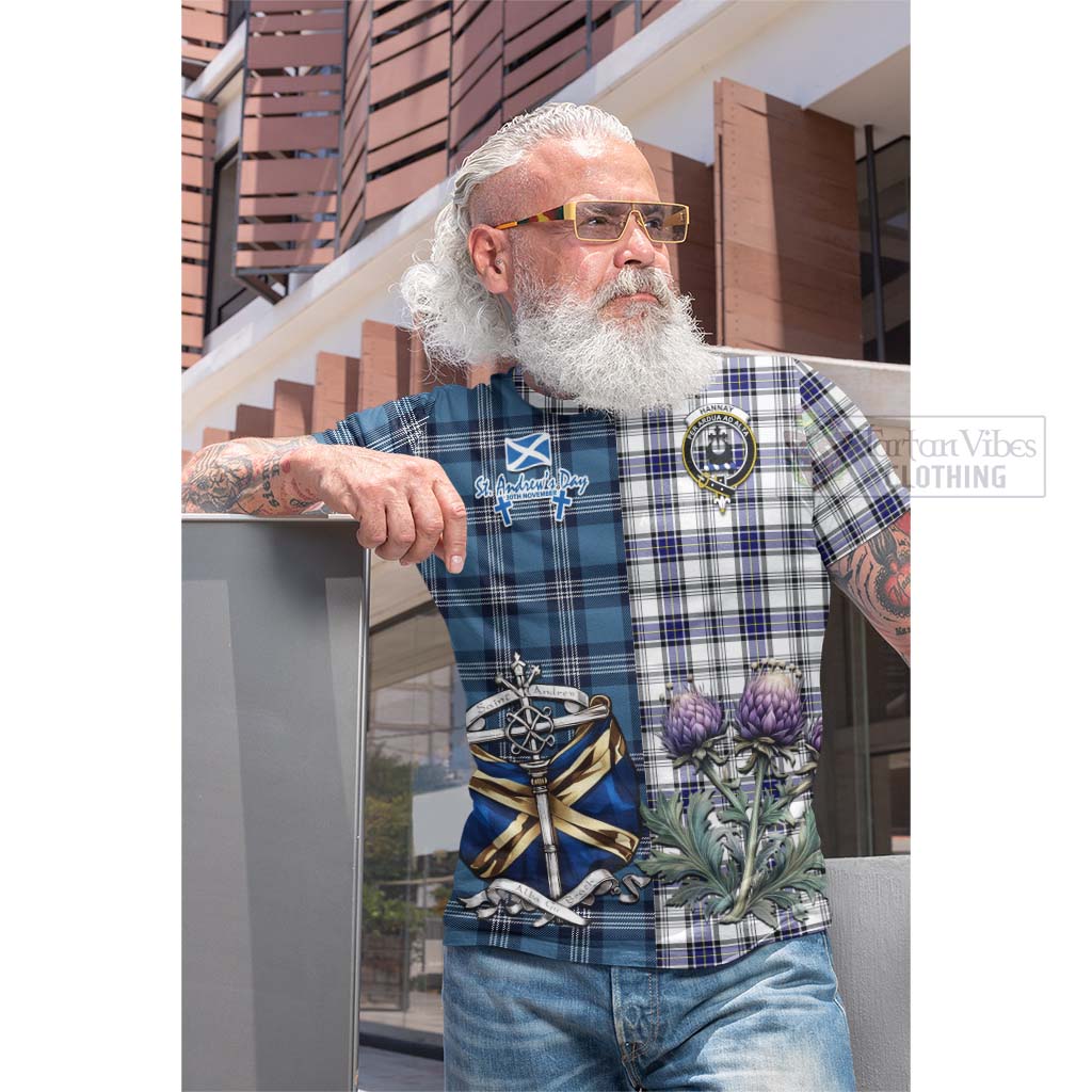 Tartan Vibes Clothing Hannay Tartan Cotton T-shirt Happy St. Andrew's Day Half Tartan Style