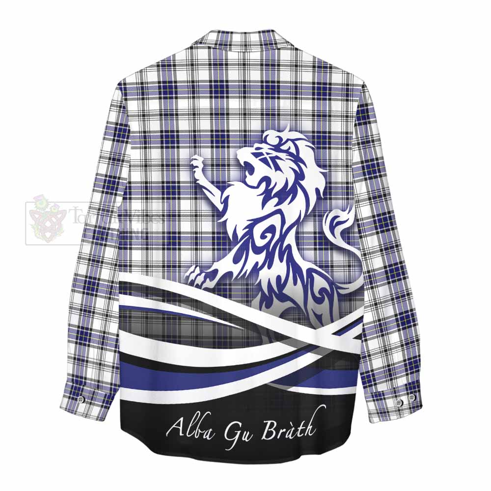 Tartan Vibes Clothing Hannay Tartan Women's Casual Shirt with Alba Gu Brath Regal Lion Emblem