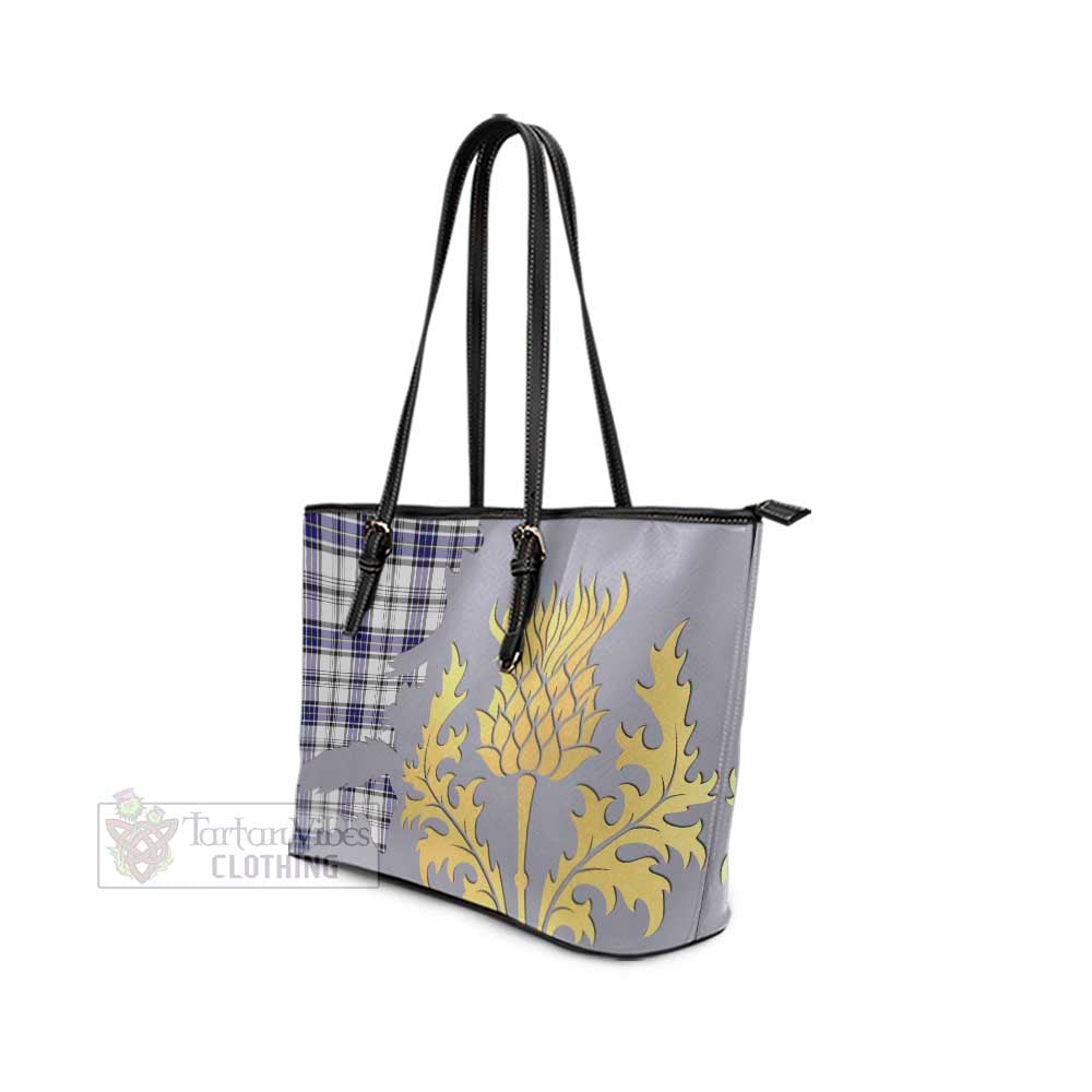 Hannay Tartan Leather Tote Bag Gold Thistle Style - Tartan Vibes Clothing