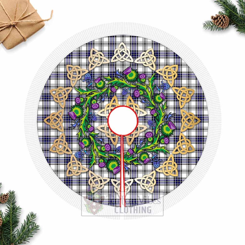 Tartan Vibes Clothing Hannay Tartan Christmas Tree Skirt with Thistle Celtic Knot Style