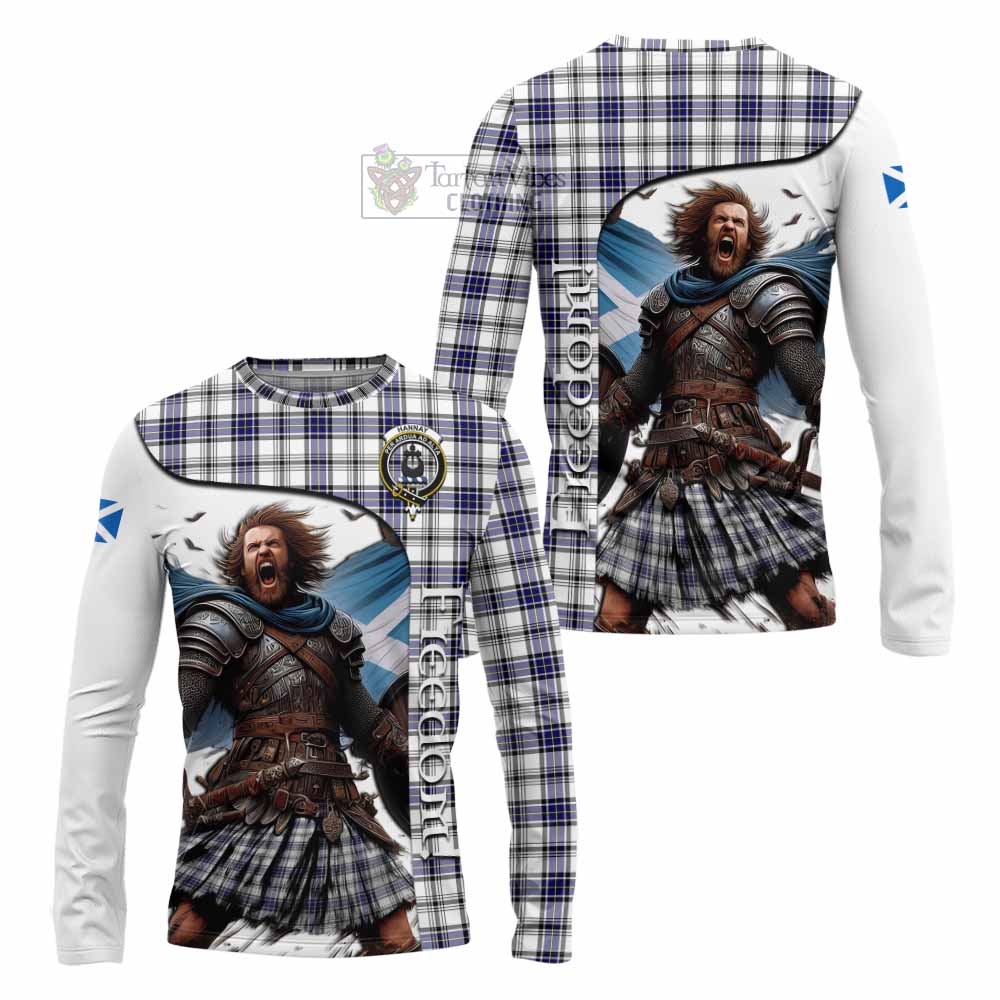 Tartan Vibes Clothing Hannay Crest Tartan Long Sleeve T-Shirt Inspired by the Freedom of Scottish Warrior