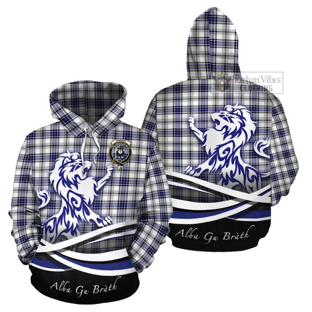 Tartan Vibes Clothing Hannay Tartan Cotton Hoodie with Alba Gu Brath Regal Lion Emblem