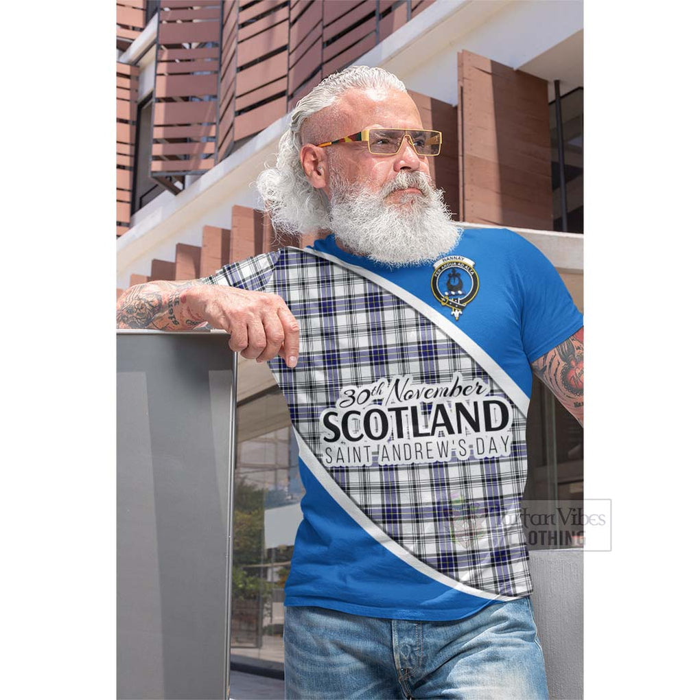 Tartan Vibes Clothing Hannay Family Crest Tartan Cotton T-shirt Celebrate Saint Andrew's Day in Style