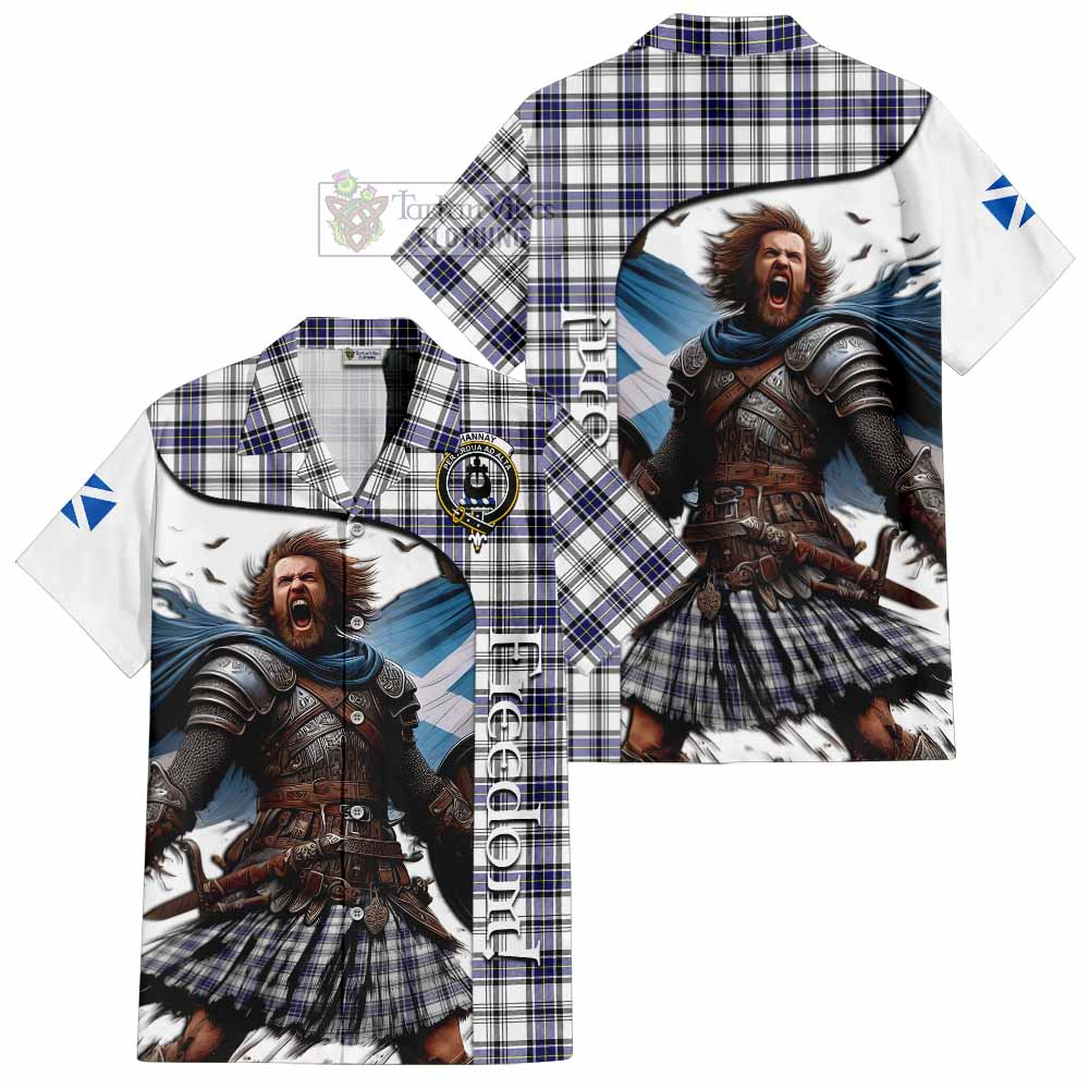 Tartan Vibes Clothing Hannay Crest Tartan Short Sleeve Button Shirt Inspired by the Freedom of Scottish Warrior