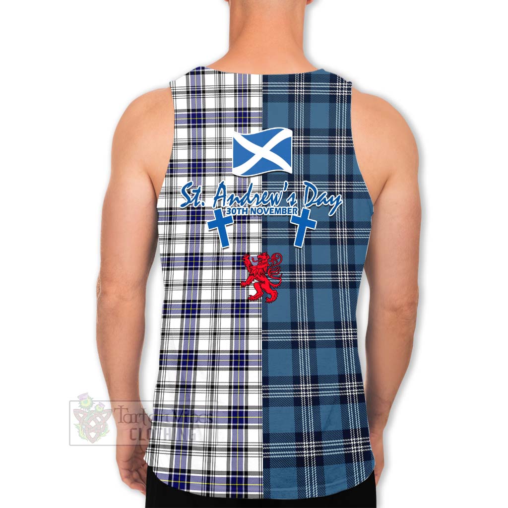 Hannay Tartan Men's Tank Top Happy St. Andrew's Day Half Tartan Style - Tartan Vibes Clothing