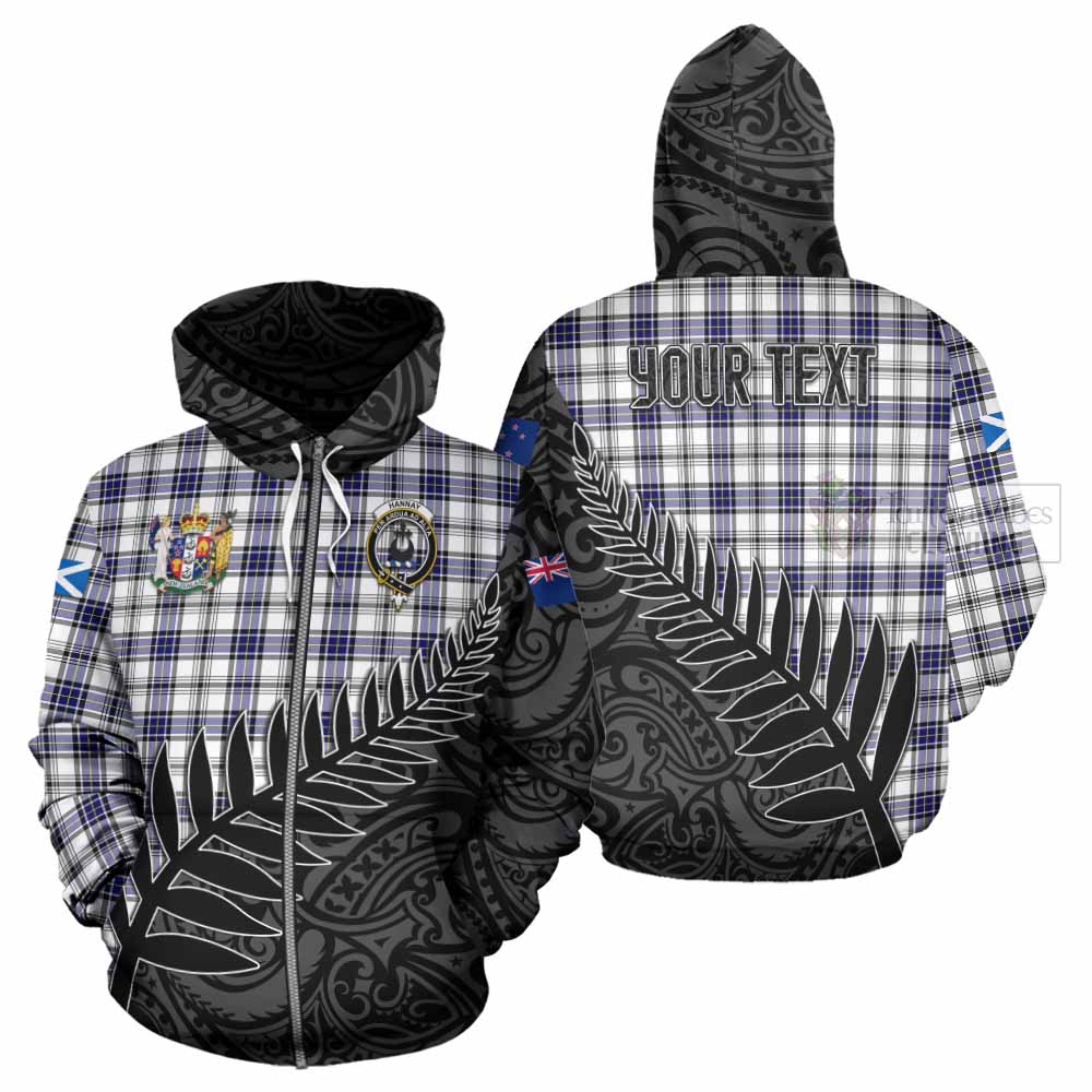 Tartan Vibes Clothing Hannay Crest Tartan Hoodie with New Zealand Silver Fern Half Style