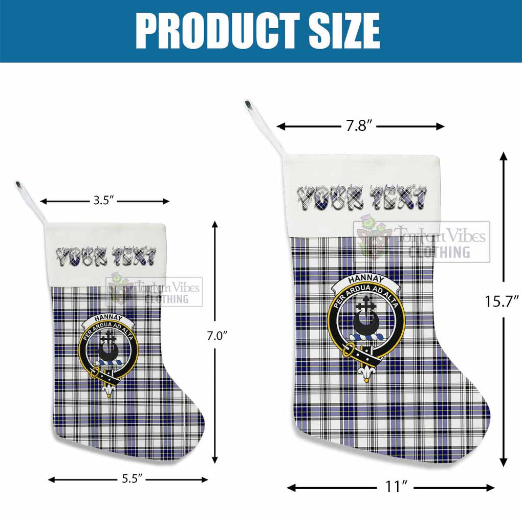 Tartan Vibes Clothing Hannay Tartan Family Crest Christmas Stocking with Personalized Text