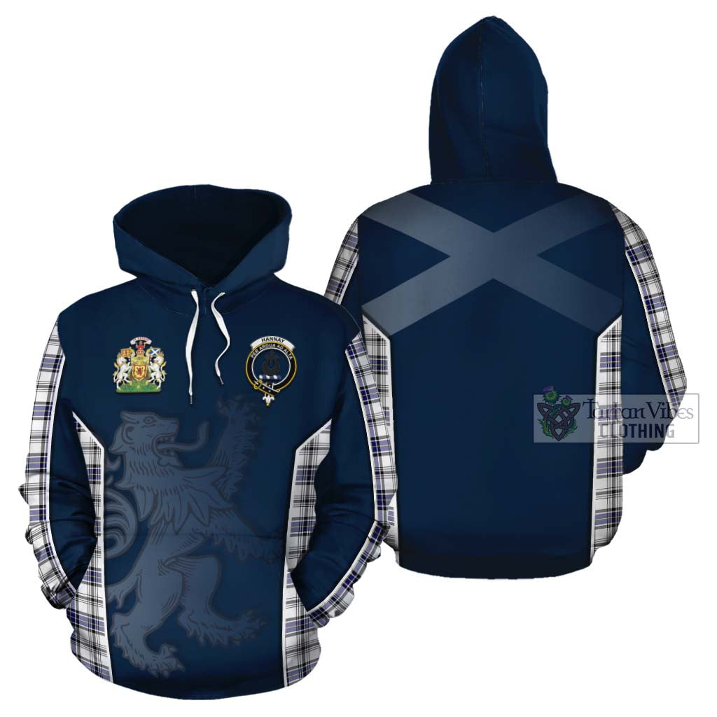 Tartan Vibes Clothing Hannay Tartan Cotton Hoodie with Family Crest and Lion Rampant Vibes Sport Style