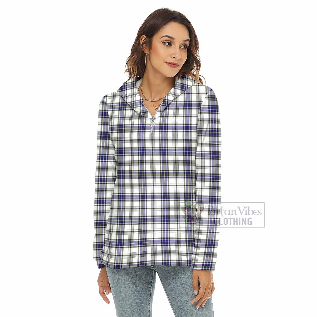 Hannay Tartan Women's Borg Fleece Hoodie with Half Zip - Tartan Vibes Clothing