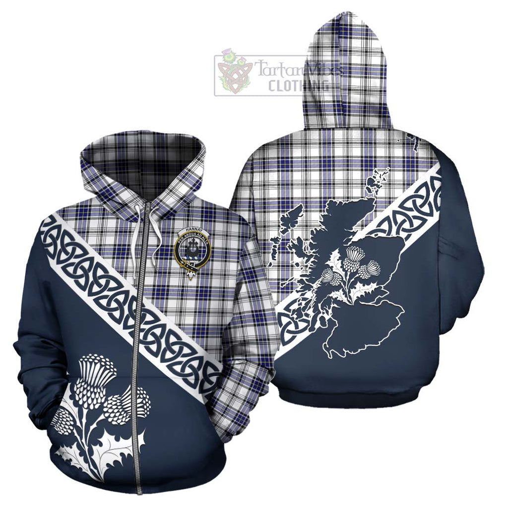 Tartan Vibes Clothing Hannay Tartan Hoodie Featuring Thistle and Scotland Map