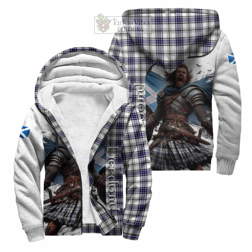 Tartan Vibes Clothing Hannay Crest Tartan Sherpa Hoodie Inspired by the Freedom of Scottish Warrior