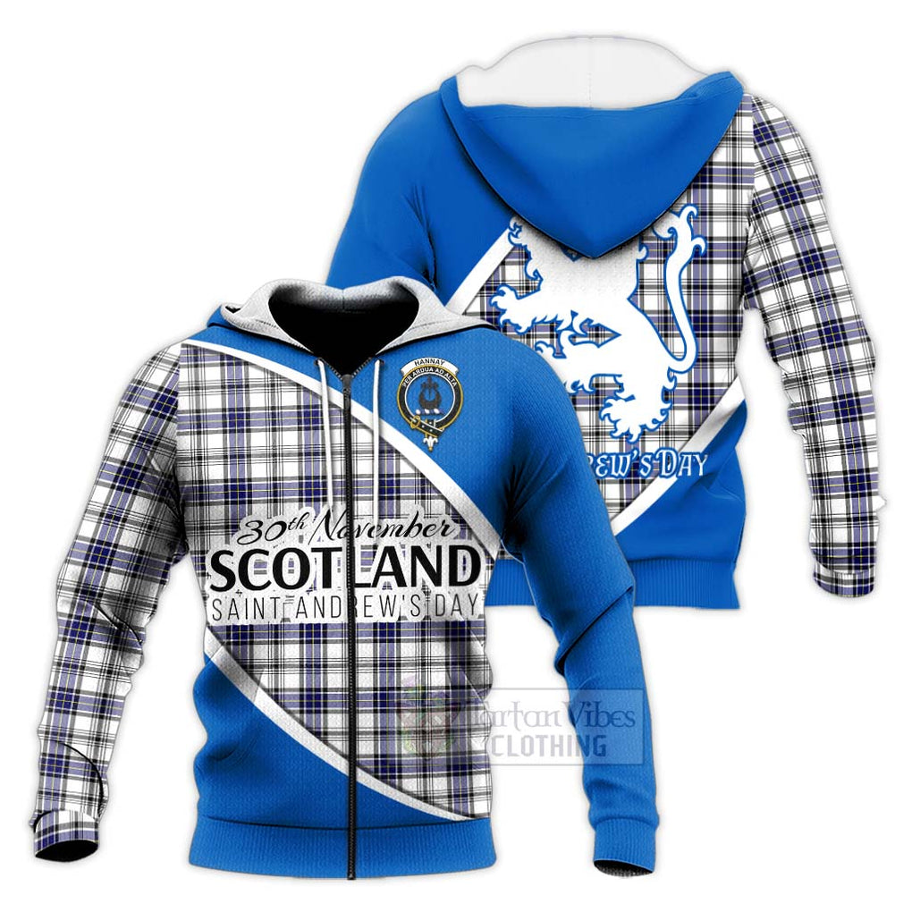 Tartan Vibes Clothing Hannay Family Crest Tartan Knitted Hoodie Celebrate Saint Andrew's Day in Style