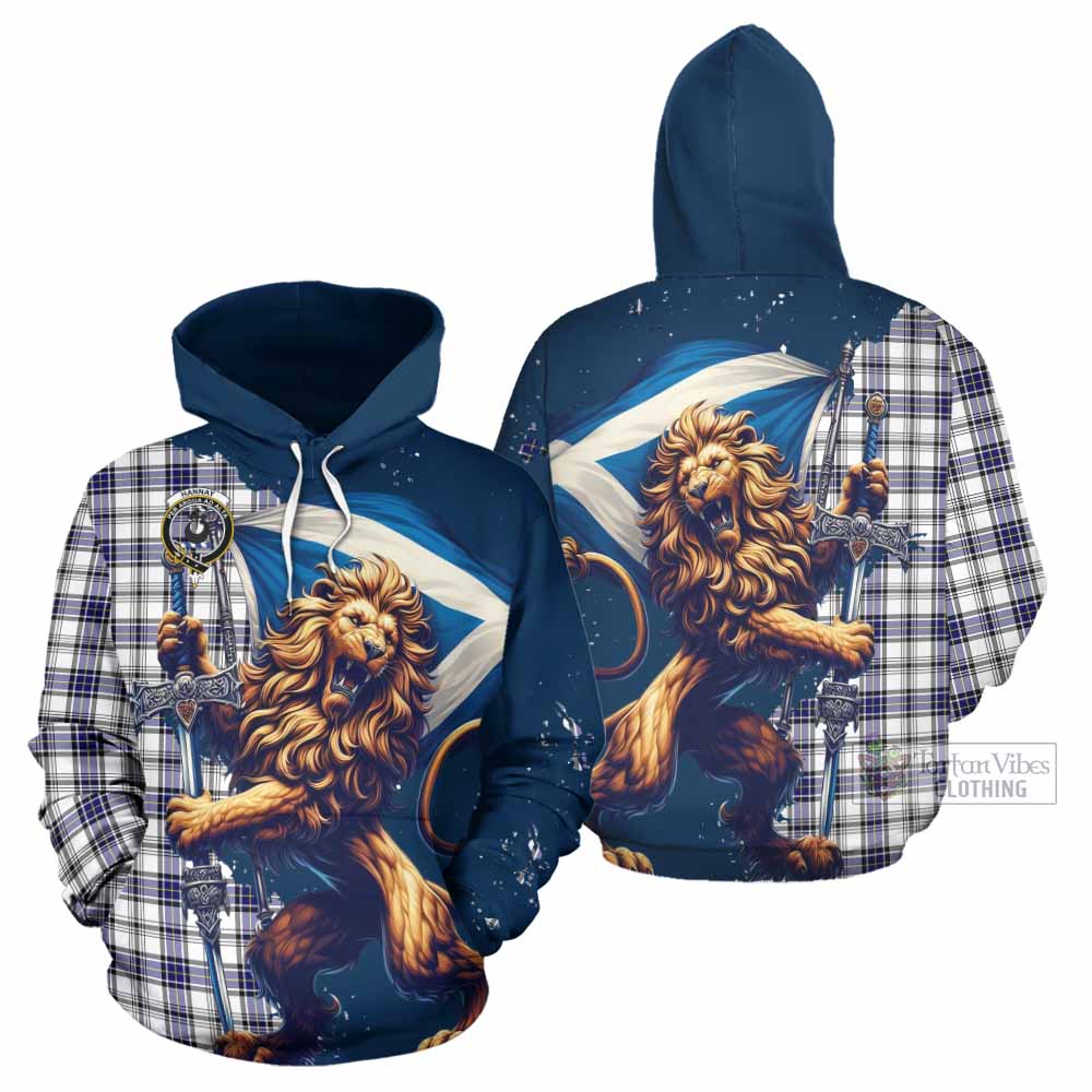 Hannay Tartan Family Crest Hoodie with Scottish Majestic Lion