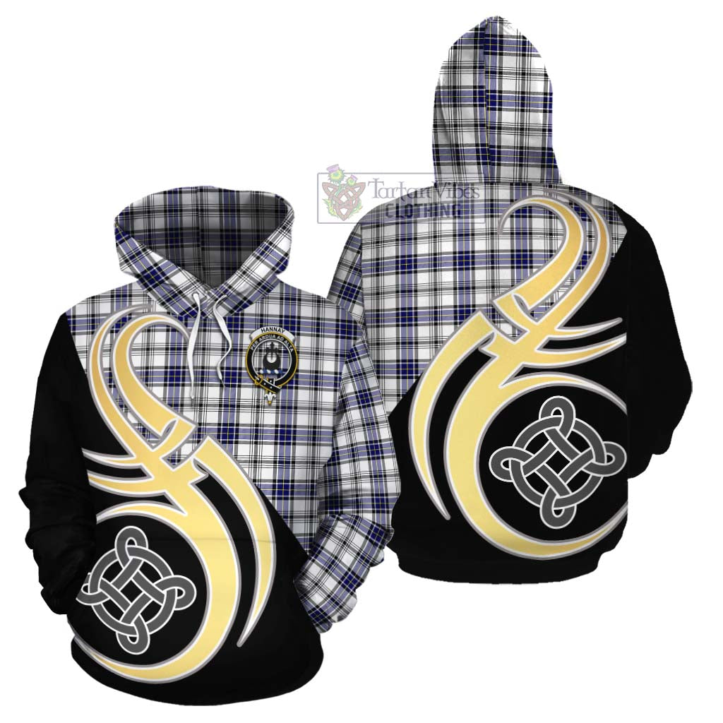 Tartan Vibes Clothing Hannay Tartan Cotton Hoodie with Family Crest and Celtic Symbol Style