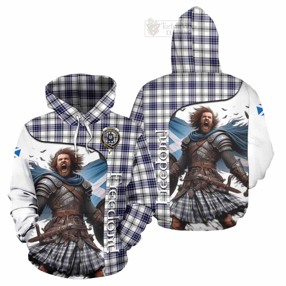 Tartan Vibes Clothing Hannay Crest Tartan Hoodie Inspired by the Freedom of Scottish Warrior