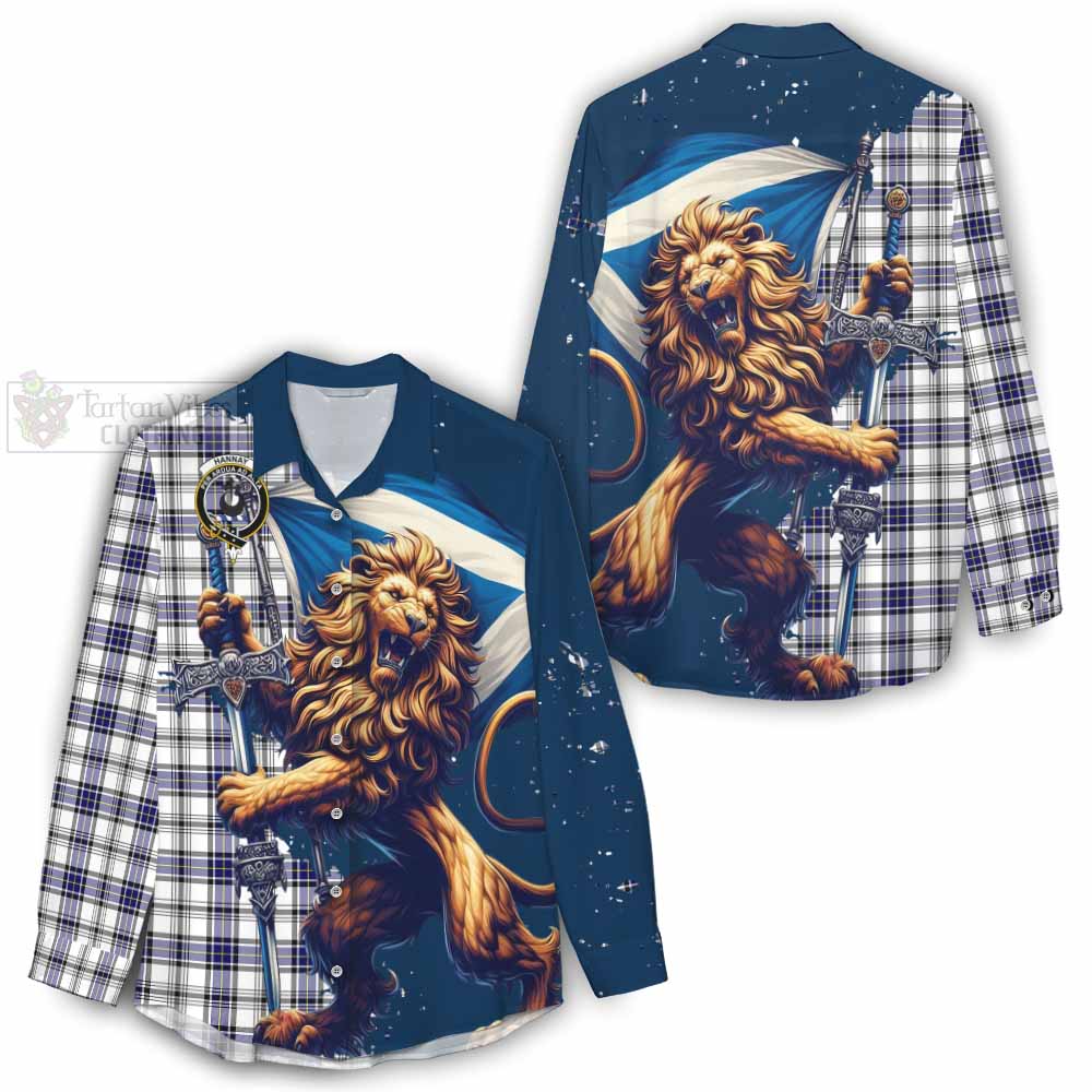 Tartan Vibes Clothing Hannay Tartan Family Crest Women's Casual Shirt with Scottish Majestic Lion