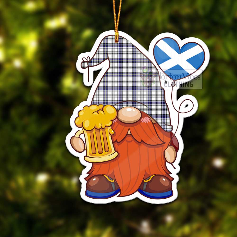 Tartan Vibes Clothing Hannay Tartan Gnome Holding Beer Glass Christmas Ornament with Personalized National Flag