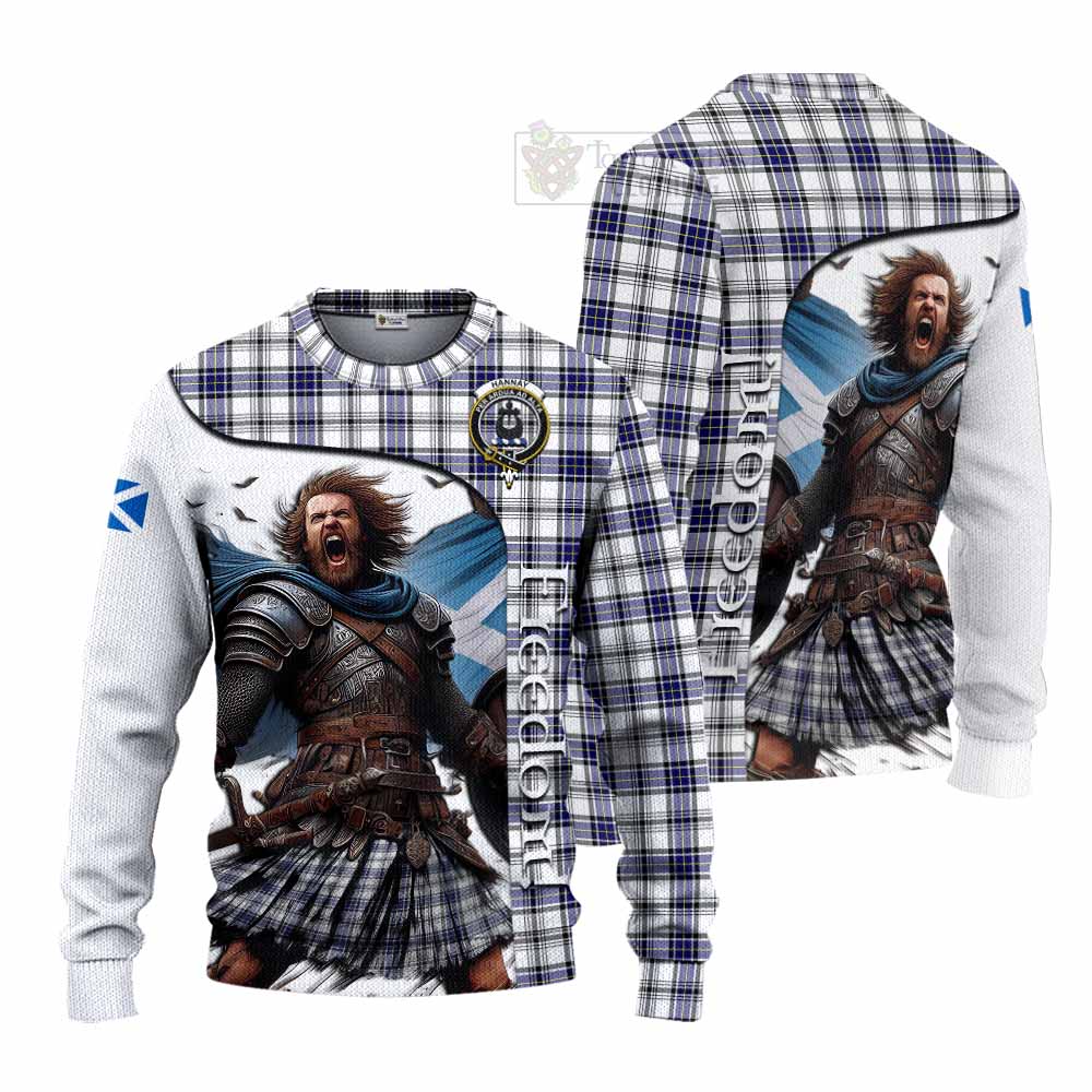 Tartan Vibes Clothing Hannay Crest Tartan Knitted Sweater Inspired by the Freedom of Scottish Warrior