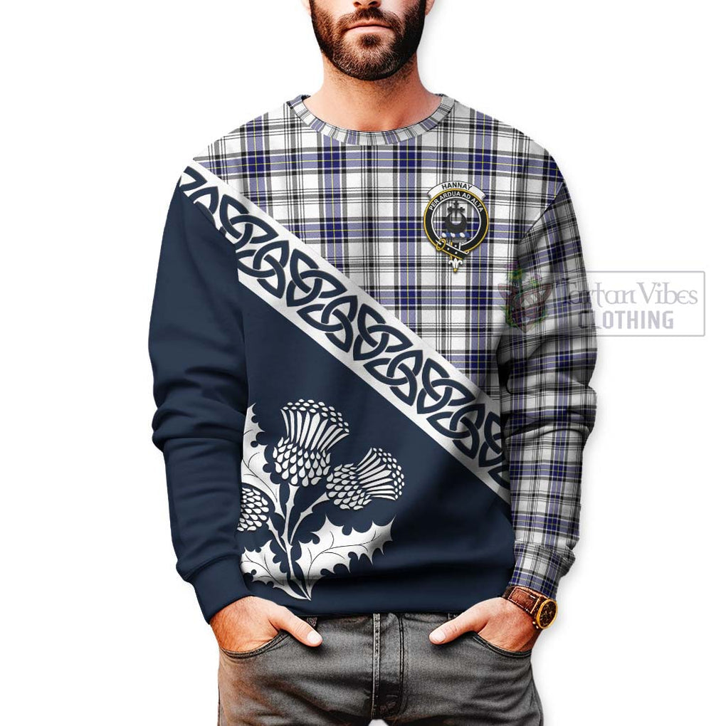 Tartan Vibes Clothing Hannay Tartan Sweatshirt Featuring Thistle and Scotland Map